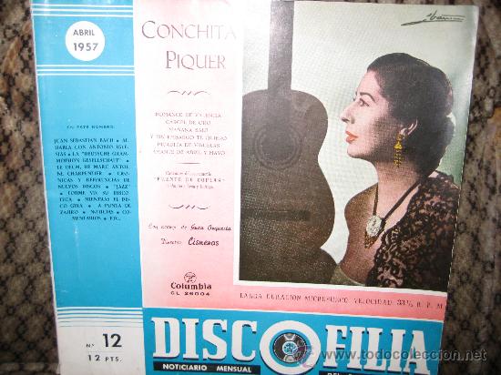 Catalogues de Musique: CATALOGO &rdquo; DISCOFILIA &rdquo; N&ordm; 12 ABRIL 1957. NOTICIARIO MENSUAL DEL DISCO ESPA&Ntilde;OL.