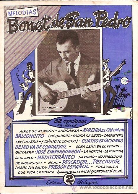 Cat&aacute;logos de M&uacute;sica: BONET DE SAN PEDRO  CANCIONERO  EDICIONES BISTAGNE