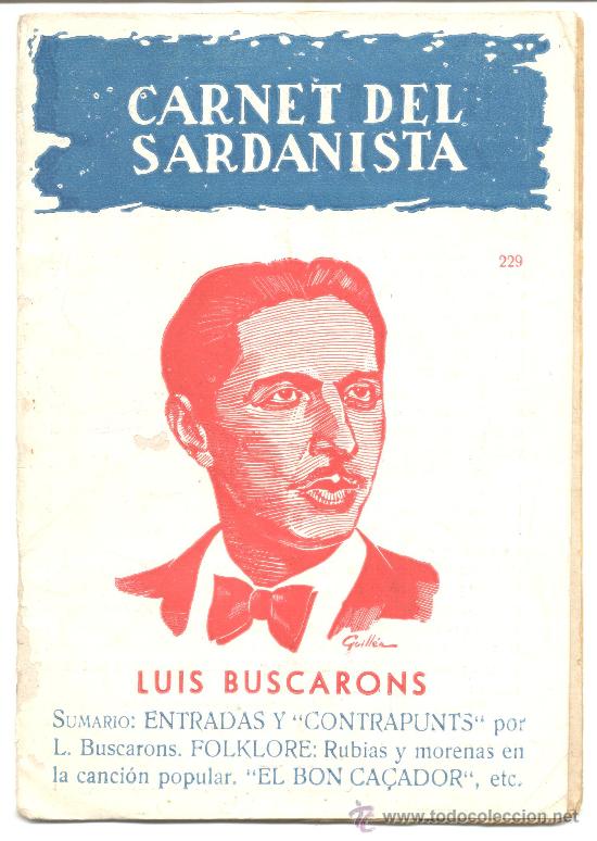 Cat&aacute;logos de M&uacute;sica: CARNET DEL SARDANISTA LUIS BUSCARONS del 23 febrer al 2 mar&ccedil; 1950