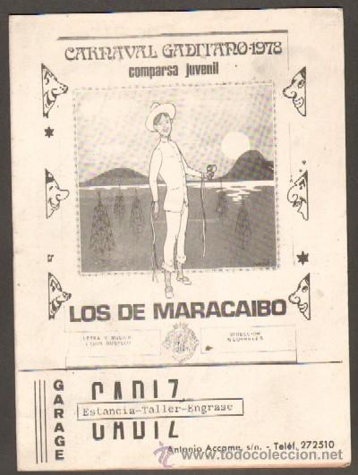 Cat&aacute;logos de M&uacute;sica: CARNAVAL DE CADIZ 1978. COMPARSA JUVENIL LOS DE MARACAIBO (A-C-636 ,10)