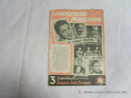 Cat&aacute;logos de m&uacute;sica: CANCIONERO MODERNO.SELECCIONES DE EXITOS EN DISCOS.ESPECTACULOS DE JOAQUIN SOLER SERRANO