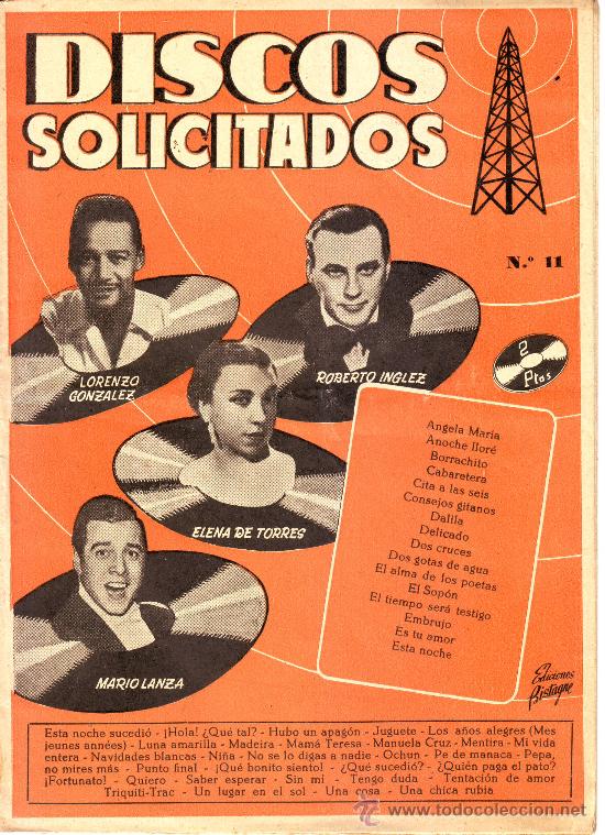 Catalogues de Musique: DISCOS SOLICITADOS N&ordm; 11.SELECCION DE EXITOS.EDICIONES BISTAGNE