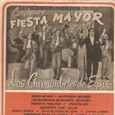 Catálogos de Música: CANCIONERO: FIESTA MAYOR - LOS CHURUMBELES DE ESPAÑA . Lote 18493299