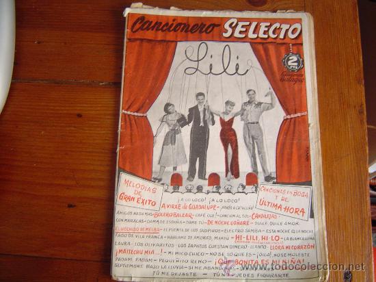 Cat&aacute;logos de M&uacute;sica: Cancionero de m&uacute;sica .Cancionero Selecto Lili.