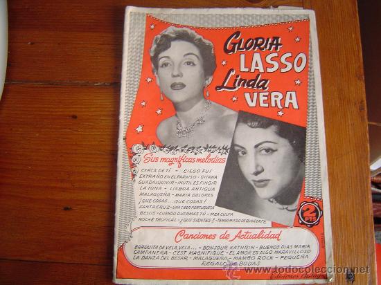 Catalogues de Musique: Cancionero de m&uacute;sica. Gloria Lasso - Linda Vera.