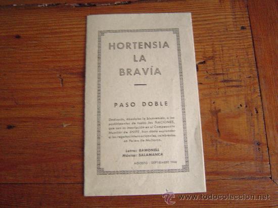 Cat&aacute;logos de M&uacute;sica: Hortensia la Bravia folleto triptico