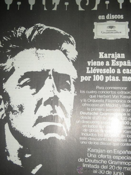 Catalogues de Musique: PUBLICIDAD DE KARAJAN EN DISCOS DEUTSCHE GRAMMOPHON.