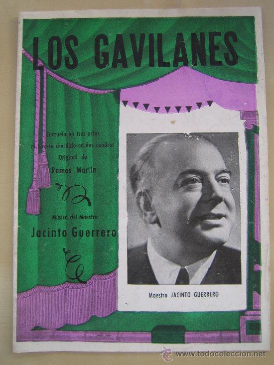 Cat&aacute;logos de m&uacute;sica: Folleto de mano de zarzuela - los gavilanes - jacinto guerrero