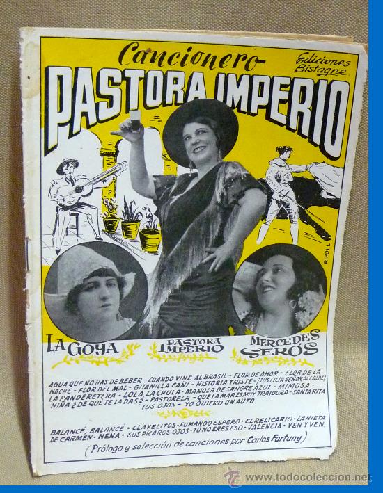 Cat&aacute;logos de M&uacute;sica: CANCIONERO, PASTORA IMPERIO, EDICIONES BISTAGNE, CUPLES, LA GOYA, MERCEDEES SEROS