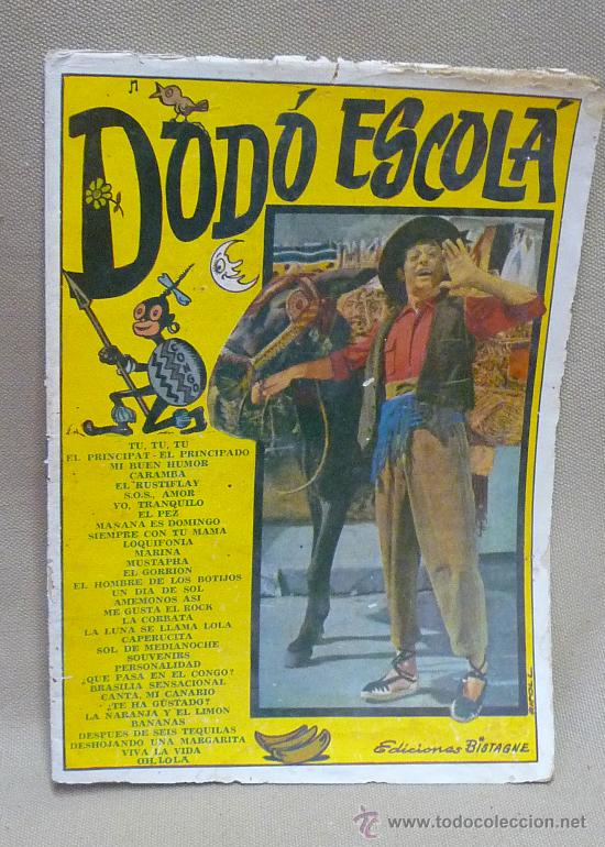 Cat&aacute;logos de m&uacute;sica: CANCIONERO, DODO ESCOLA, EDICIONES BISTAGNE, 1960