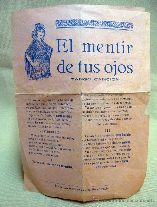 Cat&aacute;logos de M&uacute;sica: CANCIONERO, EL MENTIR DE TUS OJOS, TANGO, CAMPANILLEROS, EL CRIMEN DE LA SIRVIENTA