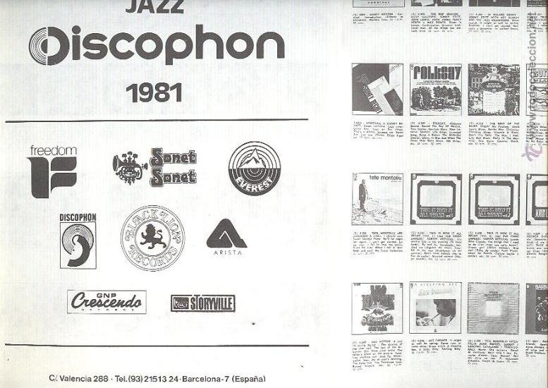Catalogues de Musique: Cat&aacute;logo general Jazz Discophon 1981