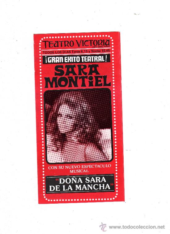 Catalogues de Musique: (M-ALB) PROGRAMA SARA MONTIEL - DO&Ntilde;A SARA DE LA MANCHA ., TEATRO VICTORIA, A&Ntilde;OS 70 - 80