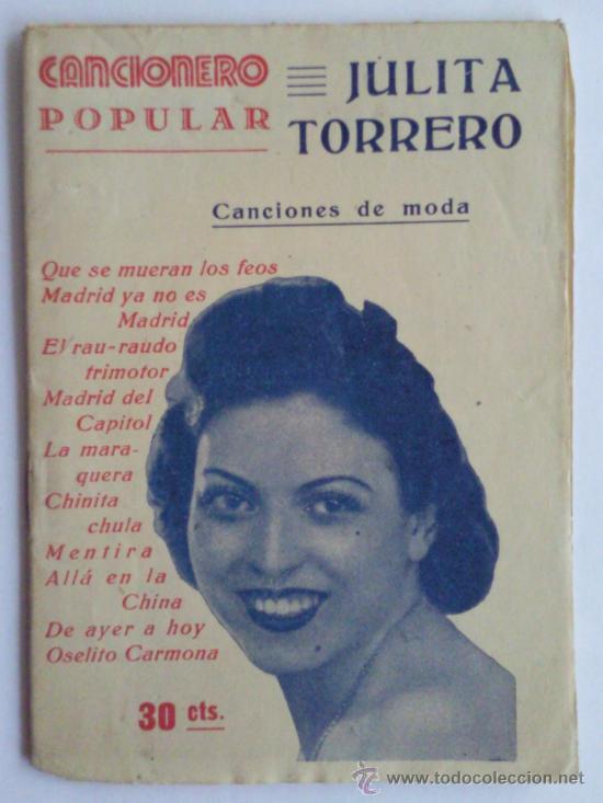 Cat&aacute;logos de M&uacute;sica: CANCIONERO POPULAR ,- JULITA TORRERO ,- N&ordm; 11 ,- A&Ntilde;OS 40