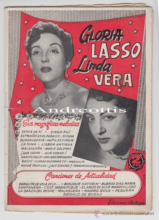 Cat&aacute;logos de m&uacute;sica: CANCIONERO GLORIA LASSO & LINDA VERA. SUS MAGNIFICAS MELODIAS. EDIC.: BISTAGNE. SIN A&Ntilde;O DE EDICION