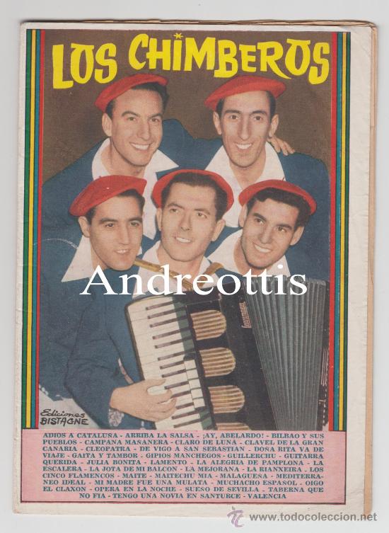 Cat&aacute;logos de m&uacute;sica: CANCIONERO LOS CHIMBEROS. EDICIONES BISTAGNE A&Ntilde;O 1961