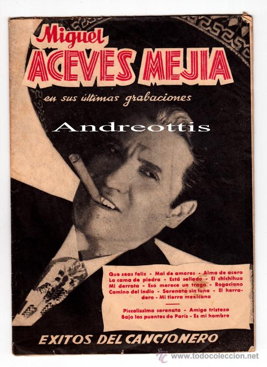 Cat&aacute;logos de m&uacute;sica: CANCIONERO MIGUEL ACEVES MEJIA. N&ordm; 37 (EXTRAORDINARIO) EDITORIAL ALAS A&Ntilde;O 1958