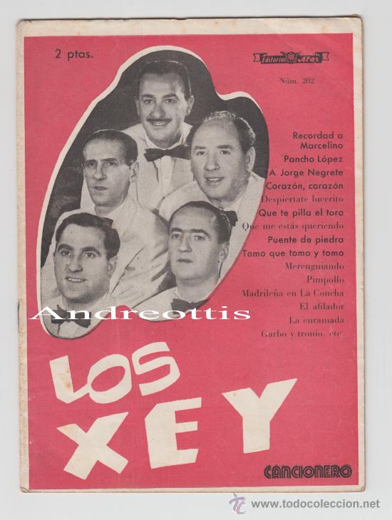 Cat&aacute;logos de m&uacute;sica: CANCIONERO LOS XEY  N&ordm; 202 NUMERO EXTRAORDINARIO. EDITORIAL ALAS A&Ntilde;O 1954