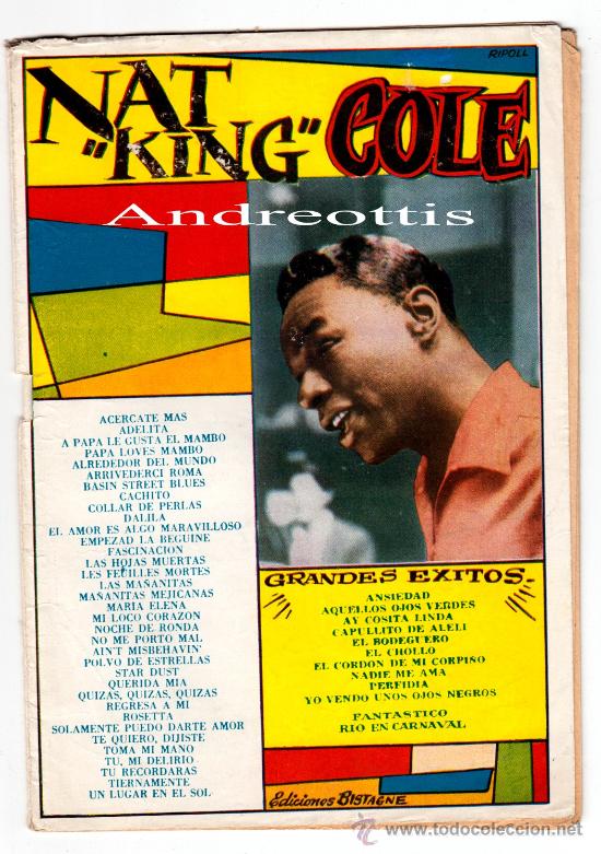 Catalogues de Musique: CANCIONERO NAT KING COLE. EDICIONES BISTAGNE A&Ntilde;O 1960