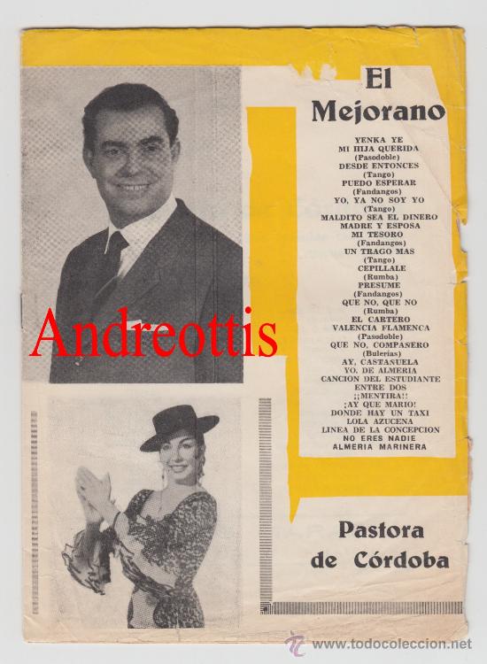 Catalogues de Musique: CANCIONERO  EL MEJORANO + PASTORA DE CORDOBA EDICIONES MARAZUL A&Ntilde;O 1966