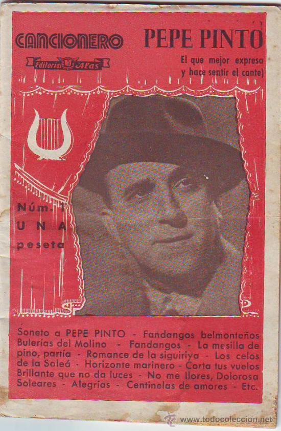Cat&aacute;logos de M&uacute;sica: CANCIONERO DE PEPE PINTO