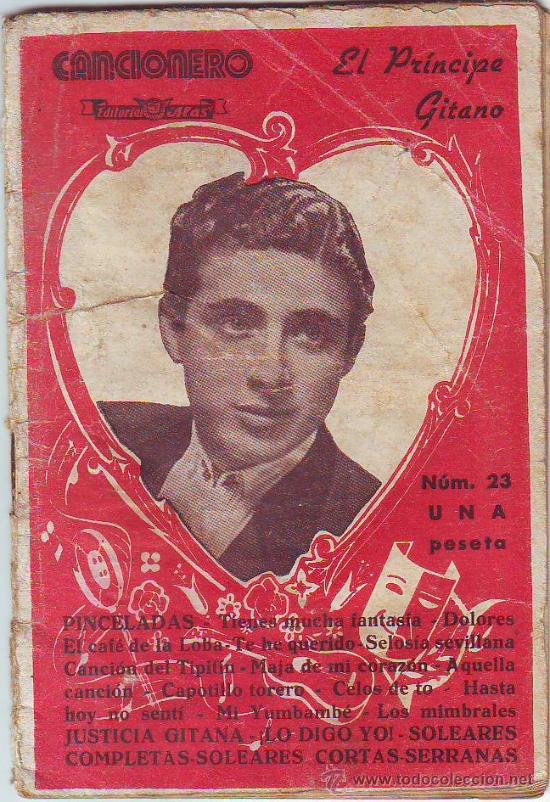 Cat&aacute;logos de m&uacute;sica: CANCIONERO DE EL PR&Iacute;NCIPE GITANO - Foto 1