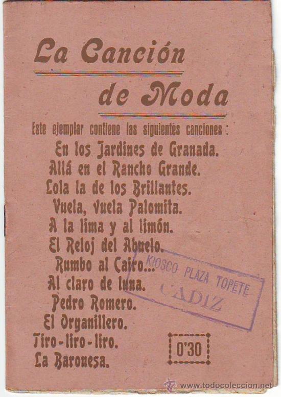 Cat&aacute;logos de m&uacute;sica: CANCIONERO LA CANCI&Oacute;N DE MODA - Foto 1