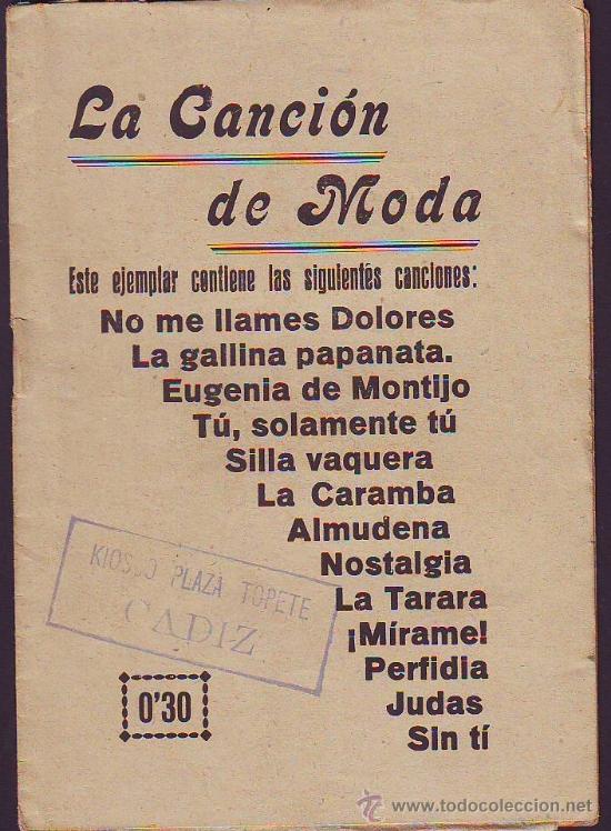 Cat&aacute;logos de m&uacute;sica: CANCIONERO LA CANCI&Oacute;N DE MODA - Foto 1