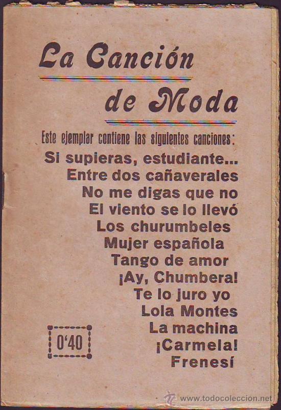Cat&aacute;logos de M&uacute;sica: CANCIONERO LA CANCI&Oacute;N DE MODA