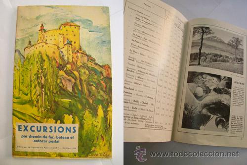 Cat&aacute;logos de m&uacute;sica: Folleto Turistico: Excursions par Chemin de Fer, Bateau et Autocar postal au d&eacute;part de LAUSANNE.1934