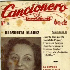 Catálogos de Música: BLANQUITA SUÁREZ, CANCIONERO º 14, BARCELONA, ED. ALAS, S. F. 