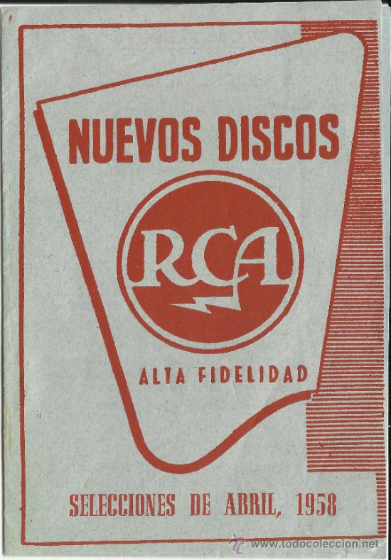 Cat&aacute;logos de m&uacute;sica: CATALOGO DISCOS RCA, ABRIL 1958