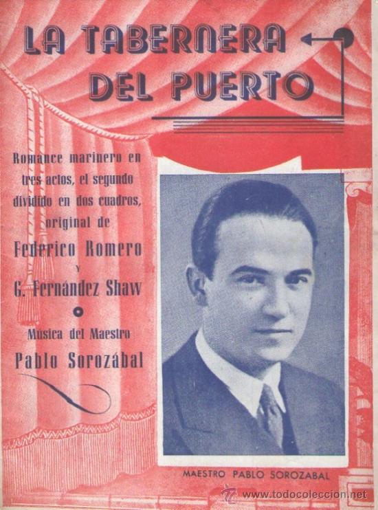 Catalogues de Musique: Folleto de la zarzuela La taberna del puerto, maestro Pablo Zorozabal.