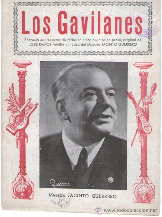 Catalogues de Musique: Folleto de la zarzuela Los gavilanes, maestro Jacinto Guerrero.
