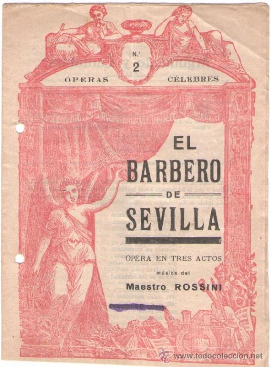 Musikkataloge: Guia del espectador de la opera El Barbero de Sevilla, maestro Rossini.