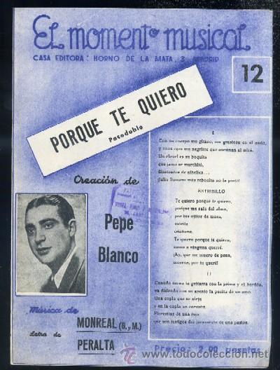 Catalogues de Musique: EL MOMENTO MUSICAL N&ordm; 12 - PORQUE TE QUIERO PASODOBLE   A-CANCI-085