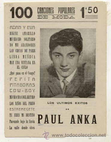 Cat&aacute;logos de M&uacute;sica: CANCIONERO / PAUL ANKA