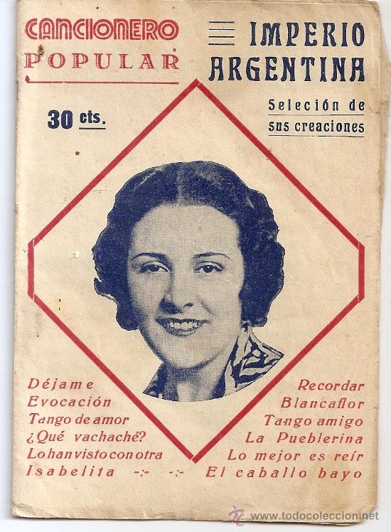 Cat&aacute;logos de m&uacute;sica: CANCIONERO IMPERIO ARGENTINA - Foto 1