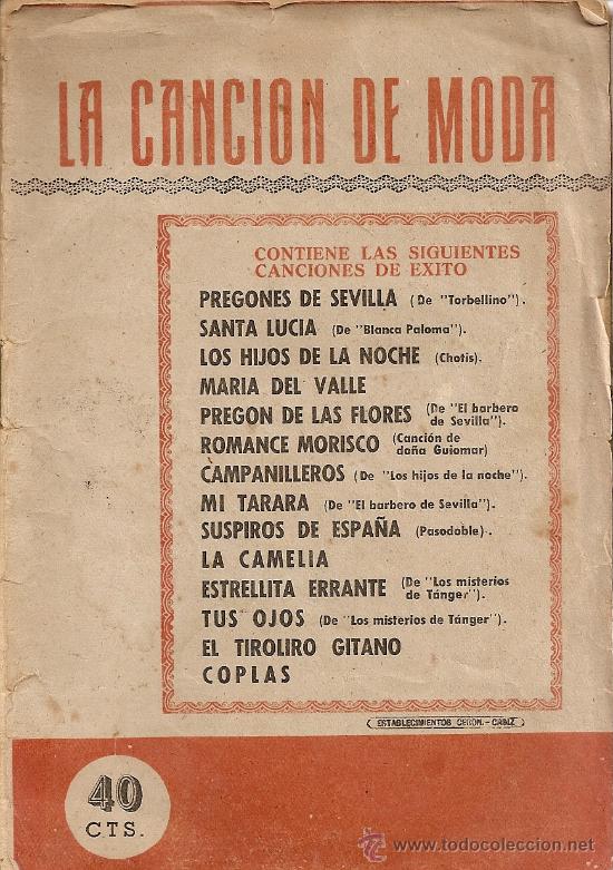 Cat&aacute;logos de m&uacute;sica: CANCIONERO LA CANCION DE MODA - Foto 1