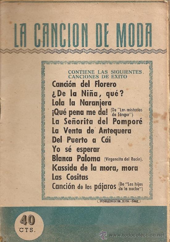 Cat&aacute;logos de m&uacute;sica: CANCIONERO LA CANCION DE MODA - Foto 1