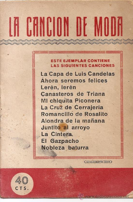 Cat&aacute;logos de m&uacute;sica: CANCIONERO LA CANCION DE MODA - Foto 1