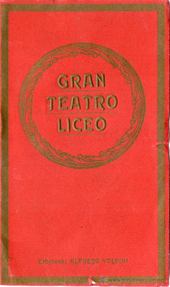Cat&aacute;logos de m&uacute;sica: Programa oficial Gran Teatro Liceo, Barcelona 1913.