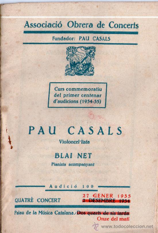 Catalogues de Musique: Programa de l'Associaci&oacute; Obrera de Concerts, Curs commemoratiu del primer centenar d'audicions 34-35