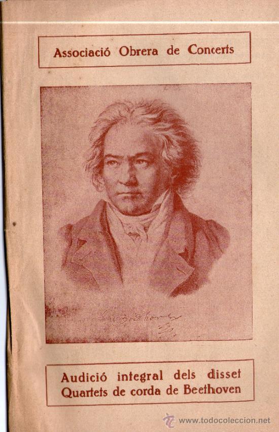 Cat&aacute;logos de M&uacute;sica: Audici&oacute; integral dels disset quartets de corda de Beethoven 1935