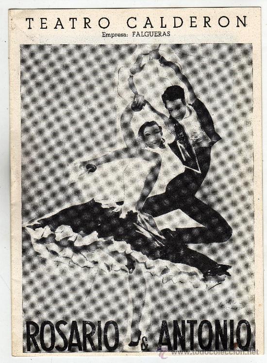 Catalogues de Musique: TEATRO CALDERON ROSARIO Y ANTONIO CON FOTOS 1950
