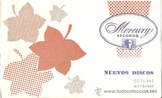 Cat&aacute;logos de M&uacute;sica: CATALOGO NUEVOS DISCOS MERCURY Records A&Ntilde;O 1959 PLATTERS DIAMONDS GAYLORDS LOUIS JORDAN CUGAT DAVID