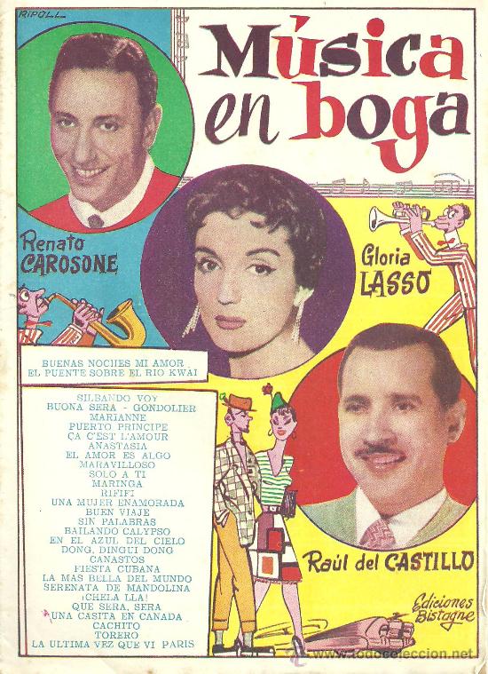 Catalogues de Musique: CANCIONERO GLORIA LASSO RENATO CAROSONE RAUL DEL CASTILLO A&Ntilde;O 1958 @ COMO NUEVO