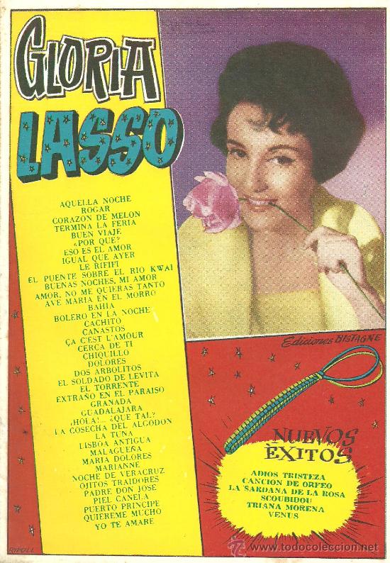 Catalogues de Musique: CANCIONERO  GLORIA LASSO  NUEVOS EXITOS A&Ntilde;O 1960 @ COMO NUEVO