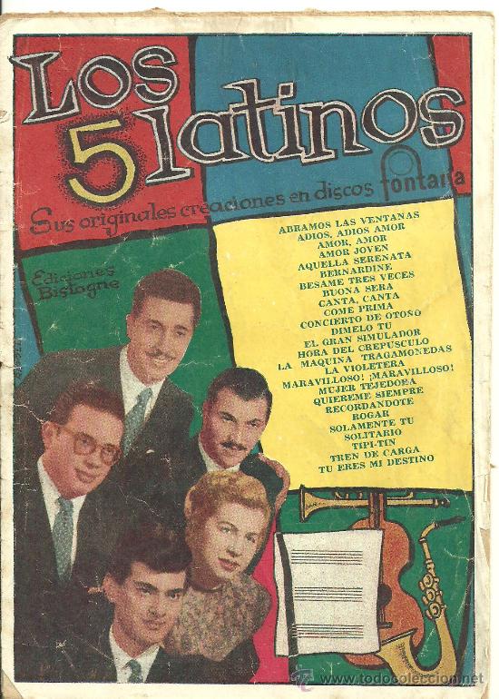 Music Catalogs: CANCIONERO  LOS 5 LATINOS  SUS GRABACIONES EN DISCOS FONTANA @  A&Ntilde;O 1959