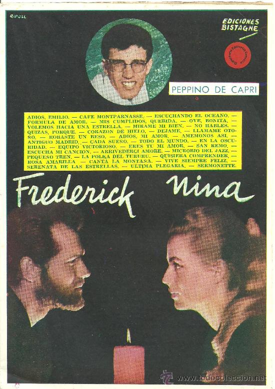 Music Catalogs: CANCIONERO PEPPINO DI CAPRI NINA Y FREDERICK DISCOS BELTER A&Ntilde;O 1960 @ COMO NUEVO